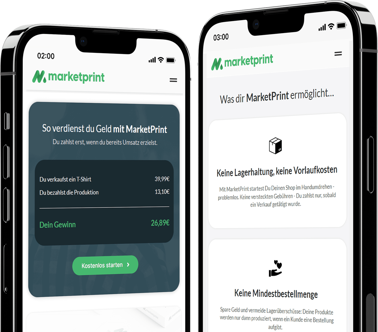 Application MarketPrint sur un smartphone