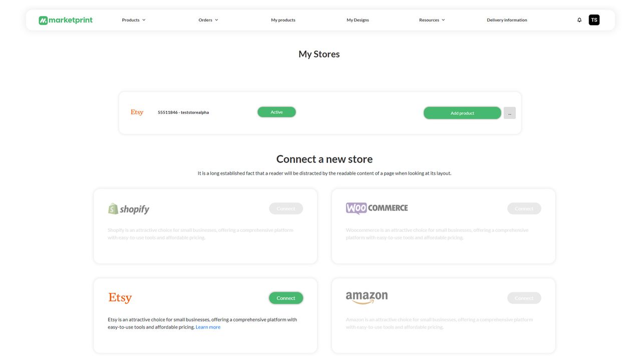 Connectez votre compte Etsy à MarketPrint