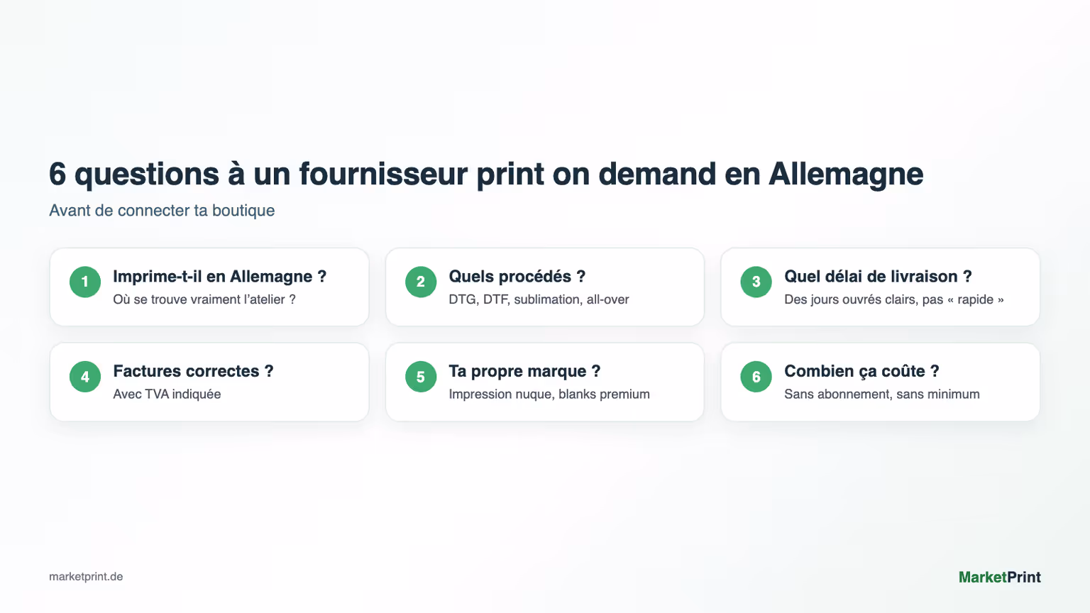 Check-list de 6 questions pour choisir un fournisseur print on demand en Allemagne